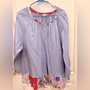 John Mark Light Blue with Red Accents and Lower Ruffle. Size XL
